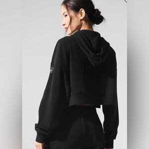 NWT Alo Black Ribbed Hoodie